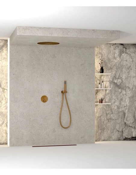 PACK DE DOUCHE THERMOSTATIQUE  CORBEAU AVEC ROND ENCASTRE KROOS