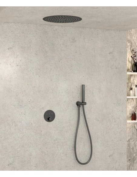 PACK DE DOUCHE THERMOSTATIQUE  CORBEAU AVEC ROND ENCASTRE KROOS