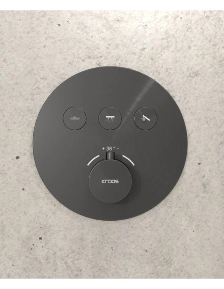 PACK DE DOUCHE THERMOSTATIQUE  CORBEAU AVEC ROND ENCASTRE KROOS