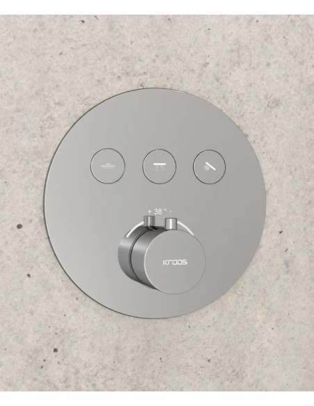 PACK DE DOUCHE THERMOSTATIQUE  CORBEAU AVEC ROND ENCASTRE KROOS