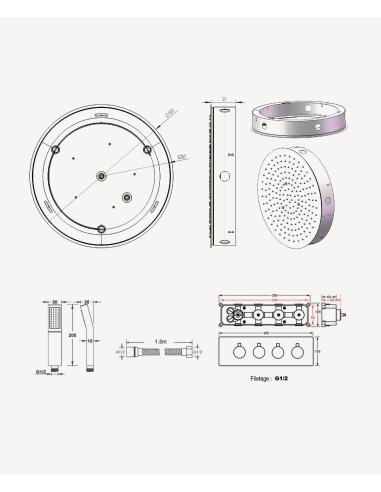 PACK DE DOUCHE THERMOSTATIQUE  CORBEAU AVEC ROND ENCASTRE KROOS