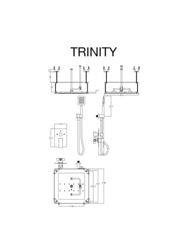 DOUCHE ENCASTREE MECANIQUE 3 VOIES TRINITY SKY BATH