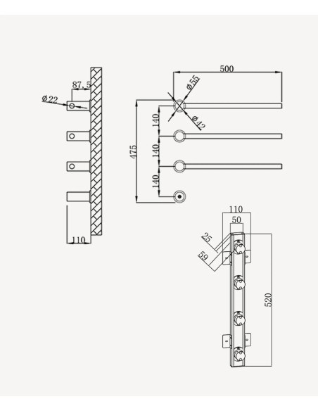 SECHE SERVIETTE NEOVA  ELECTRIQUE 3 TUBES  KROOS