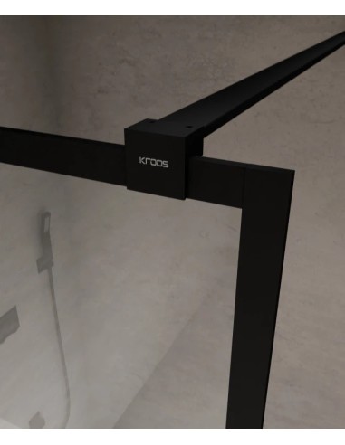 PAROI DE DOUCHE EVORA  FIXE VERRE TRANSPARENT CADRE GUN METAL KROOS