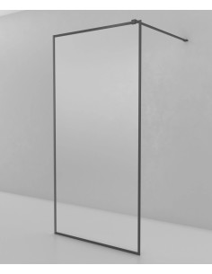 PAROI DE DOUCHE EVORA  FIXE VERRE TRANSPARENT CADRE GUN METAL KROOS