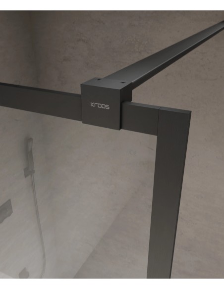 PAROI DE DOUCHE EVORA  FIXE VERRE TRANSPARENT CADRE GUN METAL KROOS