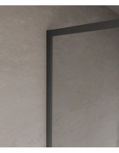 PAROI DE DOUCHE EVORA  FIXE VERRE TRANSPARENT CADRE GUN METAL KROOS