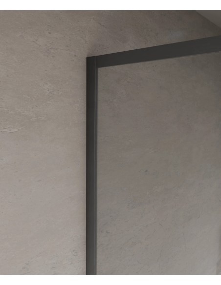 PAROI DE DOUCHE EVORA  FIXE VERRE TRANSPARENT CADRE GUN METAL KROOS