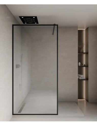 PAROI DE DOUCHE EVORA  FIXE VERRE TRANSPARENT CADRE GUN METAL KROOS