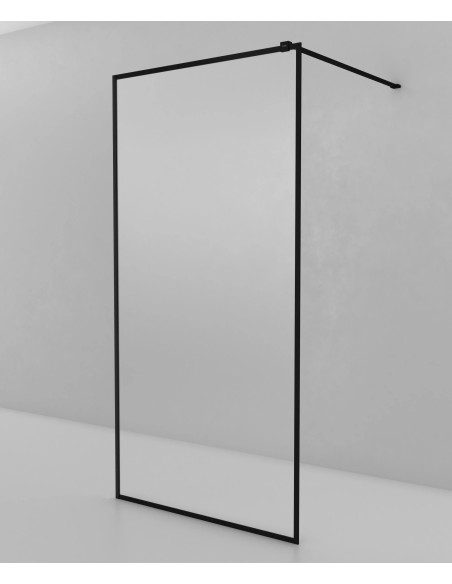 PAROI DE DOUCHE EVORA  FIXE VERRE TRANSPARENT CADRE GUN METAL KROOS