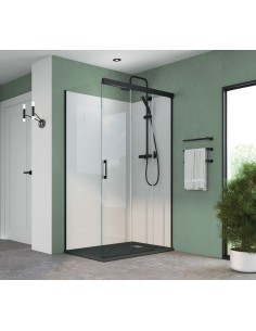 PAROI DE DOUCHE FRONTAL+LATERAL FIXE NOIR TREVINO BECRISA