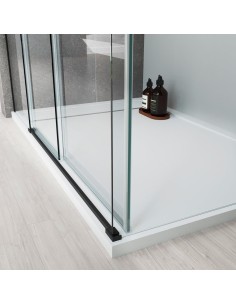 PAROI DE DOUCHE FRONTAL+LATERAL FIXE NOIR TREVINO BECRISA 2