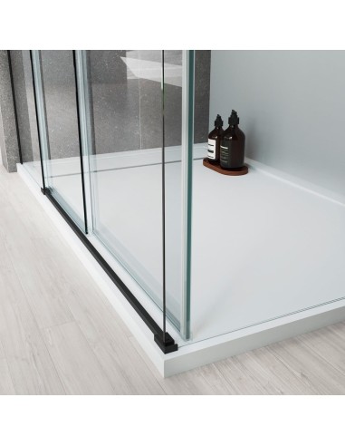PAROI DE DOUCHE FRONTAL+LATERAL FIXE NOIR TREVINO BECRISA