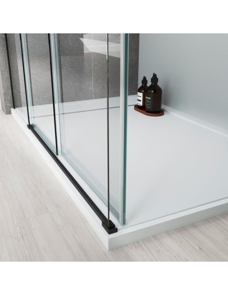 PAROI DE DOUCHE FRONTAL+LATERAL FIXE NOIR TREVINO BECRISA