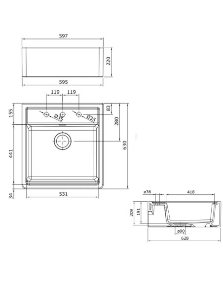EVIER TIMBRE CERAMIQUE BUTLER SANINDUSA