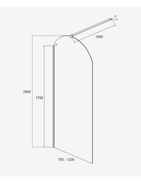 PAROI DE DOUCHE  EN VERRE FIXE ARRONDI SANTANA KROOS