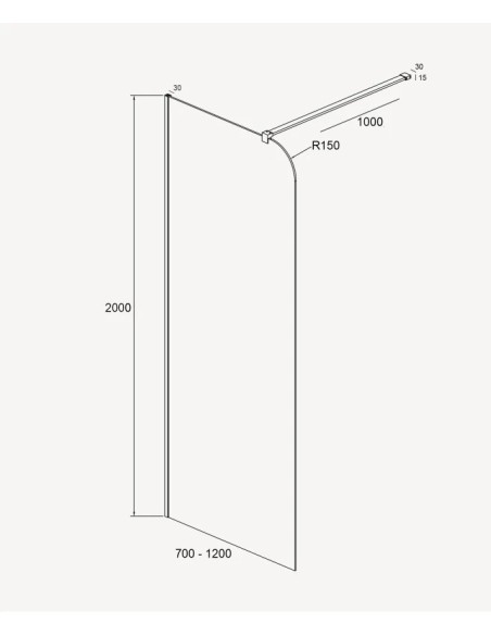 PAROI DE DOUCHE FIXE EN VERRE CANNELE CUBA KROOS