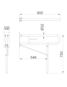 BARRE D'APPUI PIVOTANTE AVEC PORTE ROULEAU ET PIED DE SUPPORT AU SOL NOFER 2