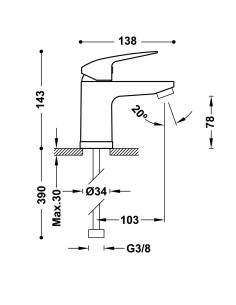 MITIGEUR LAVABO BASE PLUS TRES 2