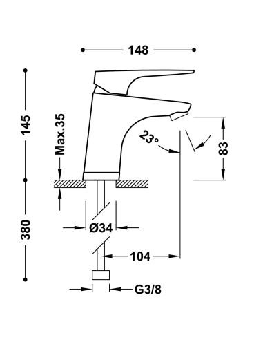 MITIGEUR LAVABO CANIGO PLUS TRES