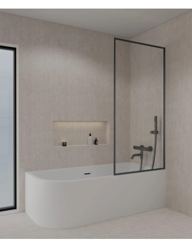 PARE BAIGNOIRE FIXE CADRE GUN METAL GUADRA  KROOS