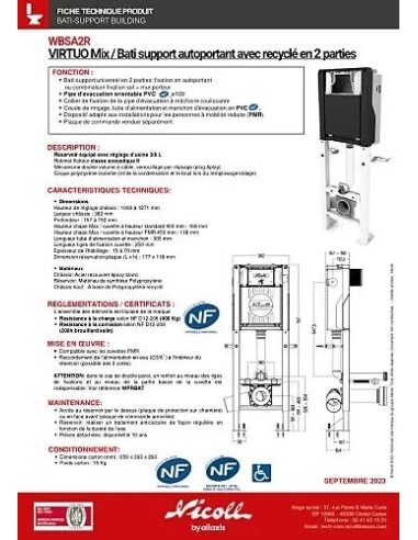 BATI SUPPORT VIRTUO ONE AUTOPORTANT NICOLL