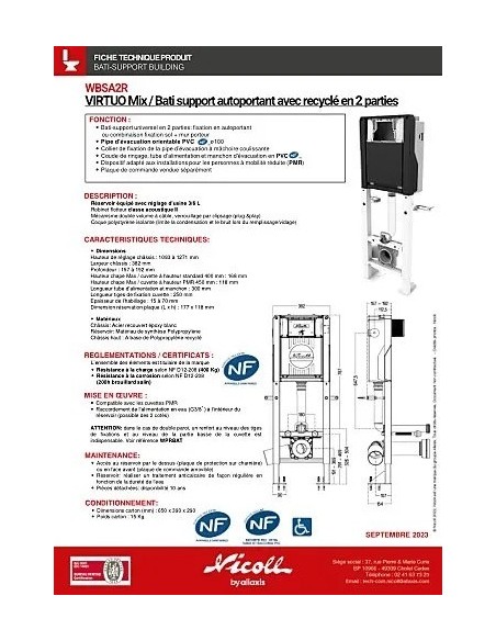 BATI SUPPORT VIRTUO ONE AUTOPORTANT NICOLL