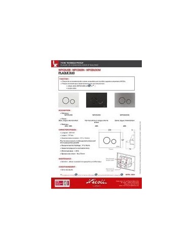 PLAQUE A DOUBLE DECLENCHEMENT DUO  NICOLL