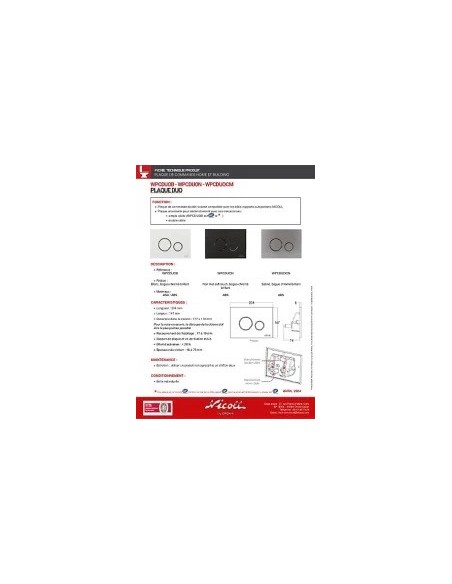 PLAQUE A DOUBLE DECLENCHEMENT DUO  NICOLL