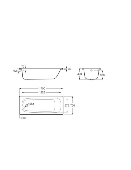 BAIGNOIRE ACIER EMAILLE CONTESA  DIM 170*70CM ROCA
