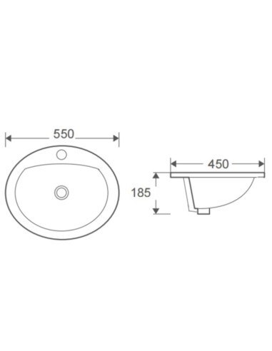 VASQUE A ENCASTRER EN CERAMIQUE DIM 55*47,5 SOKU AQUORE