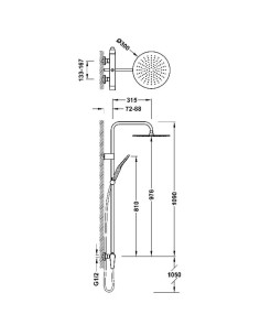 COLONNE DE DOUCHE MITIGEUR MURALE A DEUX VOIES FUJI TRES 2