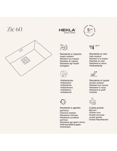 EVIER DE CUISINE EN RESINE HEKLA ZIE 60 POALGI