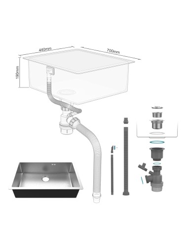 EVIER INOX 1 BAC DIM 70*44 KREG
