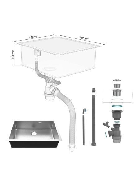 EVIER INOX 1 BAC DIM 70*44 KREG