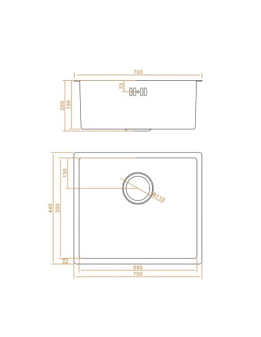 EVIER INOX 1 BAC DIM 70*44 KREG