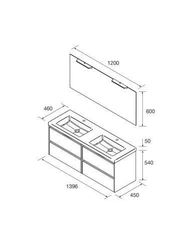 MEUBLE VASQUE DIM 140CM  NOJA SALGAR