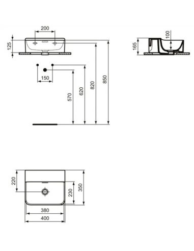 LAVE MAIN SUSPENDU CONCA IDEAL STANDARD