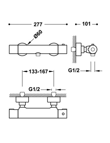 MITIGEUR DE DOUCHE THERMOSTATIQUE BASE PLUS TRES GRIFERIA