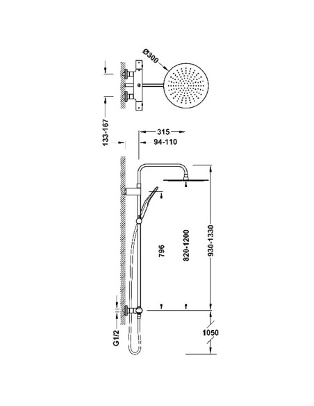 Colonne de douche OVERWALL Rond - Collection OVERWALL - TRES