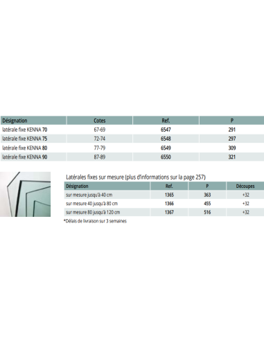 Paroi de Douche KENNA Porte frontale + Porte latérale fixe - Collection KENNA - GME