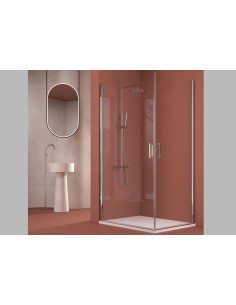 Cabine de douche à charnières avec 2 portes d'angle - Série Abat - QUADRA 2