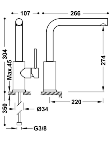 MITIGEUR CUISINE MAX  - TRES GRIFERIA