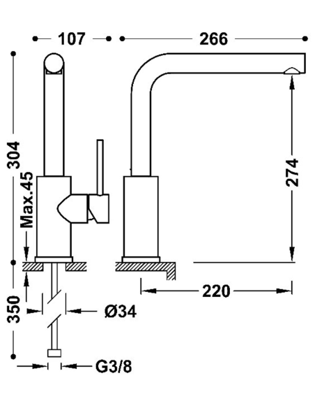 MITIGEUR CUISINE MAX  - TRES GRIFERIA