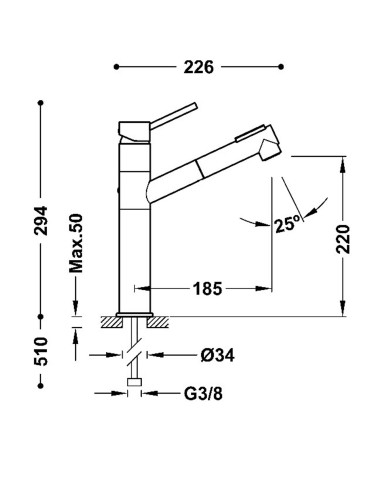 MITIGEUR A BEC AMOVIBLE 2 TYPES JET CUISINE KITCHENS - TRES