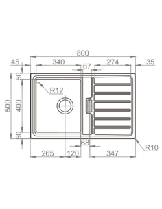 EVIER DE CUISINE  DIM 80*50 AVEC EGOUTTOIR FUSSION AQUORE 2