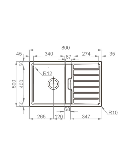 EVIER DE CUISINE  DIM 80*50 AVEC EGOUTTOIR FUSSION AQUORE