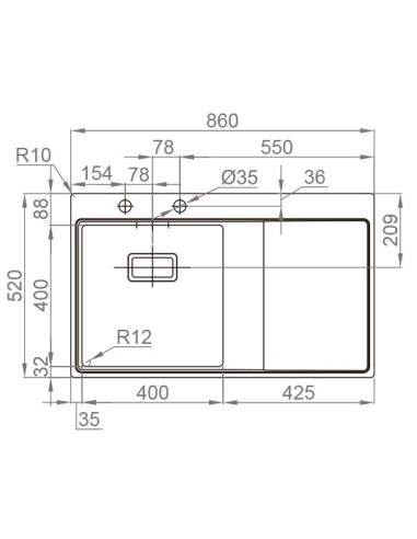 EVIER DE CUISINE  DIM 86*52 XERON AQUORE