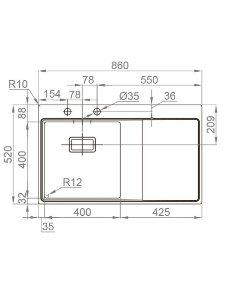 EVIER DE CUISINE  DIM 86*52 XERON AQUORE