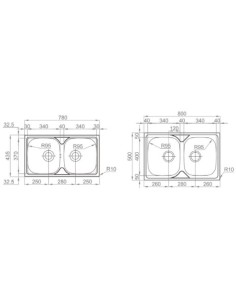 EVIER DE CUISINE DOUBLE BAC  OKI AQUORE 2